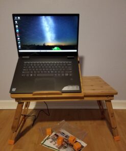 Laptop Desk Nnewvante Adjustable Bed Desk Table Bamboo with USB Fan Foldable Bed Tray w' Drawer 21.6" with Fan 54 71CE0WhDSiL