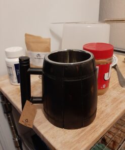 GoCraft Handmade Wooden Beer Mug with 18oz Stainless Steel Cup | Great Beer Gift Ideas Wooden Beer Tankard for Men | Vintage Bar accessories - Barrel Brown Retro Design 22 71CFPID5KL