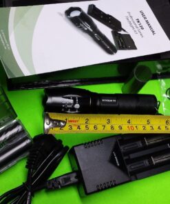 EcoGear FX Complete LED Tactical Flashlight Kit TK120 Flashlight with Rechargeable Battery: High Lumens with 5 Light Modes, Water Resistant, Adjustable Focus Zoom 60 71CGGevWw8L