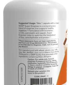 NOW Supplements, Super Enzymes, Formulated with Bromelain, Ox Bile, Pancreatin and Papain,180 Capsules 180 Count (Pack of 1) 26 71CGbJkYVfL