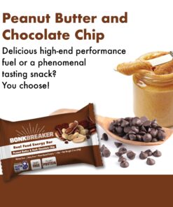 Bonk Breaker Real Food Energy Bar Gluten-Free, 8g Protein, Peanut Butter and Dark Chocolate Chip Flavor, 60g Bar (12 Pack) Peanut Butter Chocolate Chip 12 71CGjYA8ExL