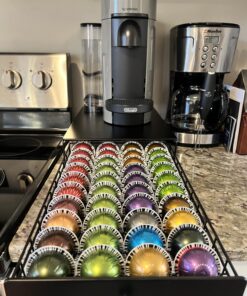 Nifty Vertuoline Rolling Coffee Pod Drawer – Satin Black Finish, 40 Pod Capsule Holder, Compact Under Coffee Pot Storage, Office or Home Kitchen Counter Organizer Satin Black Finish | 40 Pod Capsule Holder 34 71CHVRf0jL