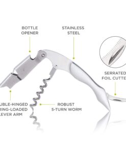 Alternative view of True Sommelier Waiter's Corkscrew - Professional Wine Bottle Opener, Wine Accessories, Gift for Wine Lovers, Stainless Steel - Set of 1, Silver