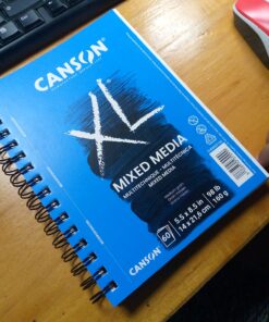 Canson XL Series Mix Paper Pad, Heavyweight, Fine Texture, Heavy Sizing for Wet or Dry Media, Side Wire Bound, 98 Pound, 5.5 x 8.5 in, 60 Sheets, 5.5"X8.5" 5.5x8.5 Mixed Media 35 71CIpQiLE9L