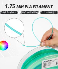 AMOLEN PLA 3D Printer Filament, PLA Filament 1.75mm Transparent Blue Green, with Light Transmission Feature, Compatible with Most FDM Printer, 1KG/2.2lb 9 71CJS70sl8L
