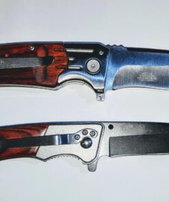 TAC FORCE Spring Assisted Folding Pocket Knife – Black Stainless Steel Drop Point Blade, Brown Wood Handle with Stainless Steel Bolster, Pocket Clip, Tactical, EDC, Rescue - TF-469 34 71CJUJiVZL