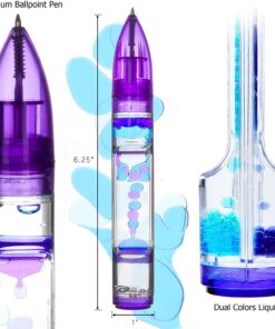 YUE ACTION Liquid Motion Timer Pen 2 Pack/Multi Colored Fidget Pen for Office Desk Toys, Novelty Gifts/ Toys (Blue+Purple Set) Blue+Purple Set 11 71CK6B90EbL