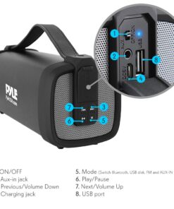 Alternative view of Pyle Wireless Portable Bluetooth Speaker- 100 Watt Power Rugged Compact Audio Sound Box Stereo System with Built-in Rechargeable Battery, 3.5mm AUX Input Jack,FM Radio,MP3 & USB Reader-PBMSQG5, Black