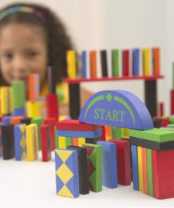 Alternative view of HearthSong Classic 255-Piece Wooden Domino Race Set with Wooden Ball and Various Wooden Accessories