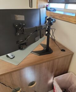 VIVO STAND-V002F Dual LED LCD Monitor Free-Standing Desk Stand for 2 Screens up to 27 Inch Heavy-Duty Fully Adjustable Arms with Max VESA 100x100mm 13" - 27" screens Black 33 71CNSIOc0OL