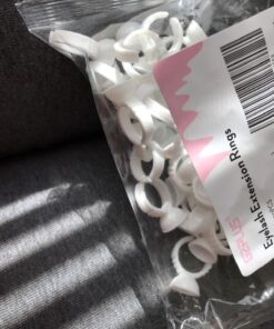 100PCS Disposable Plastic Nail Art Tattoo Glue Rings Holder Eyelash Extension Rings Adhesive Pigment Holders Finger Hand Beauty Tools (White) 100 Count (Pack of 1) White 36 71CNyizVBzL