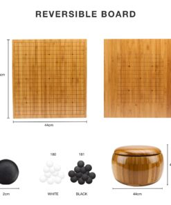 Brybelly Go Set All Natural Bamboo Wood Go Board | Bowls and 361 Bakelite Stones | 2-Player - Classic Chinese Strategy Board Game | Measures 19 x 19in Top Side or 13 x 13in Under Side Beginner's Board 40 71COXnSCwPL