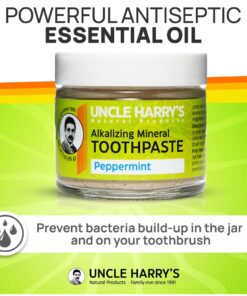 Uncle Harry's Peppermint Remineralizing Toothpaste | Natural Whitening Toothpaste Freshens Breath & Promotes Enamel | Vegan Fluoride Free Toothpaste 3 Ounce (Pack of 1) 27 71COYm1o YL