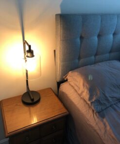 Simple Designs LD1036-BLK Bronson Antique Style Industrial Iron Lantern Desk Bedside Glass Shade Table Lamp, Black No Bulb 36 71CPjSlDUL