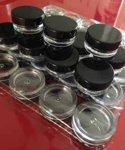 Houseables 3 Gram Jar, 3 ML, Black, 50 Pk, BPA Free, Cosmetic Sample Empty Container, Plastic, Round Pot, Screw Cap Lid, Small Tiny 3g Bottle, for Make Up, Eye Shadow, Nails, Powder, Paint, Jewelry 50 Count 37 71CQ IElVmL