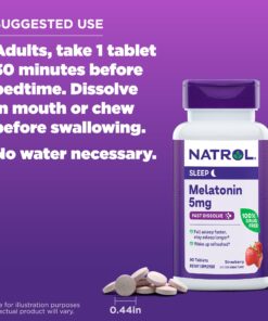 Natrol Melatonin 5mg, Strawberry-Flavored Dietary Supplement for Restful Sleep, 90 Fast-Dissolve Tablets, 90 Day Supply 21 71CQZWKTaDL