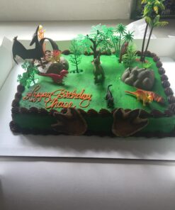 Prehistoric Roaming DINOSAURS 12 Piece Birthday CAKE Topper Set Featuring 3 Dinosaur Figures, Themed Decorative Accessories, Dinosaurs Average 2" to 2.5" Tall 22 71CRJ246bL