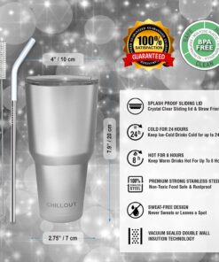 CHILLOUT LIFE 30 oz Stainless Steel Tumbler with Lid - Double Wall Vacuum Insulated Large Travel Coffee Mug with Splash Proof Lid and Straw for Hot & Cold Drinks 30oz (pack of 1) 23 71CS9HMLRfS