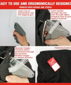 Amram Clothing Tagging Gun, Comfort Grip Model, Price Tag Attacher, Kit Includes Gray Standard Tagger, 1,250 2-in Barbs, 5 Needles; for Manufacturers, Retail, Boutiques, Consignment, Yard Sales 1,250 2-in Attachments, 5 Needles 25 71CTI7ICSmL 1