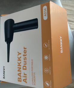 BANKKY 11-in-1 Compressed Air Duster, 3-Gear Adjustable 120000 RPM Electric Air Duster with LED Light, Reusable no Canned Keyboard Cleaner for Office, 9000mAh Cordless Air Duster for Computer/Car G711 Black 25 71CU3EEzdML