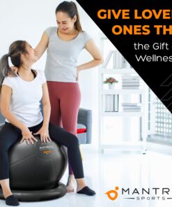 MANTRA SPORTS Heavy-Duty Exercise Ball Chair for Office Desk, Yoga Ball Chair Stability Ball with Base for Home Gym, Active Sitting Workout Ball Seat for Balance, Fitness, Birthing, Pregnancy & Labor Black (Ball & Base) 65cm (Height 5'4" - 5'10") 16 71CUPBovsbL