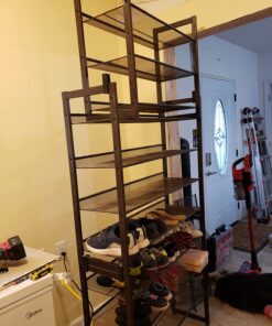 SONGMICS 3-Tier Shoe Rack Storage, Adjustable Metal Mesh Shoe Organizer Stand, Flat/Angled Stackable Shoe Rack Shelf for 9-12 Pairs, Shoe Tower for High Heels, Sneakers, Bronze, 12.1" x 29.1" x 24.7" 32 71CUdCzlSOL