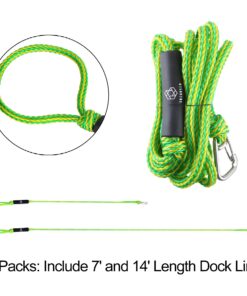 Obcursco PWC Dock Lines Boat Dock Lines 1/2” x (7ft & 14ft), Jet Ski Dock Line Mooring Line Dock Tie Pontoon Accessories for Waverunner, Kayak Tow Line with 316 Stainless Steel Clip (Green & Yellow) Green/Yellow 12 71CUhwkd6ZL