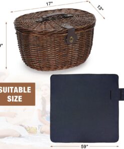 Unique Willow Picnic Basket for 2 Persons, Natural Wicker Picnic Hamper with Service Set and Insulated Cooler Bag - Best Gifts for Father Mother Shabby Chic 18 71CUoPEZ8AL