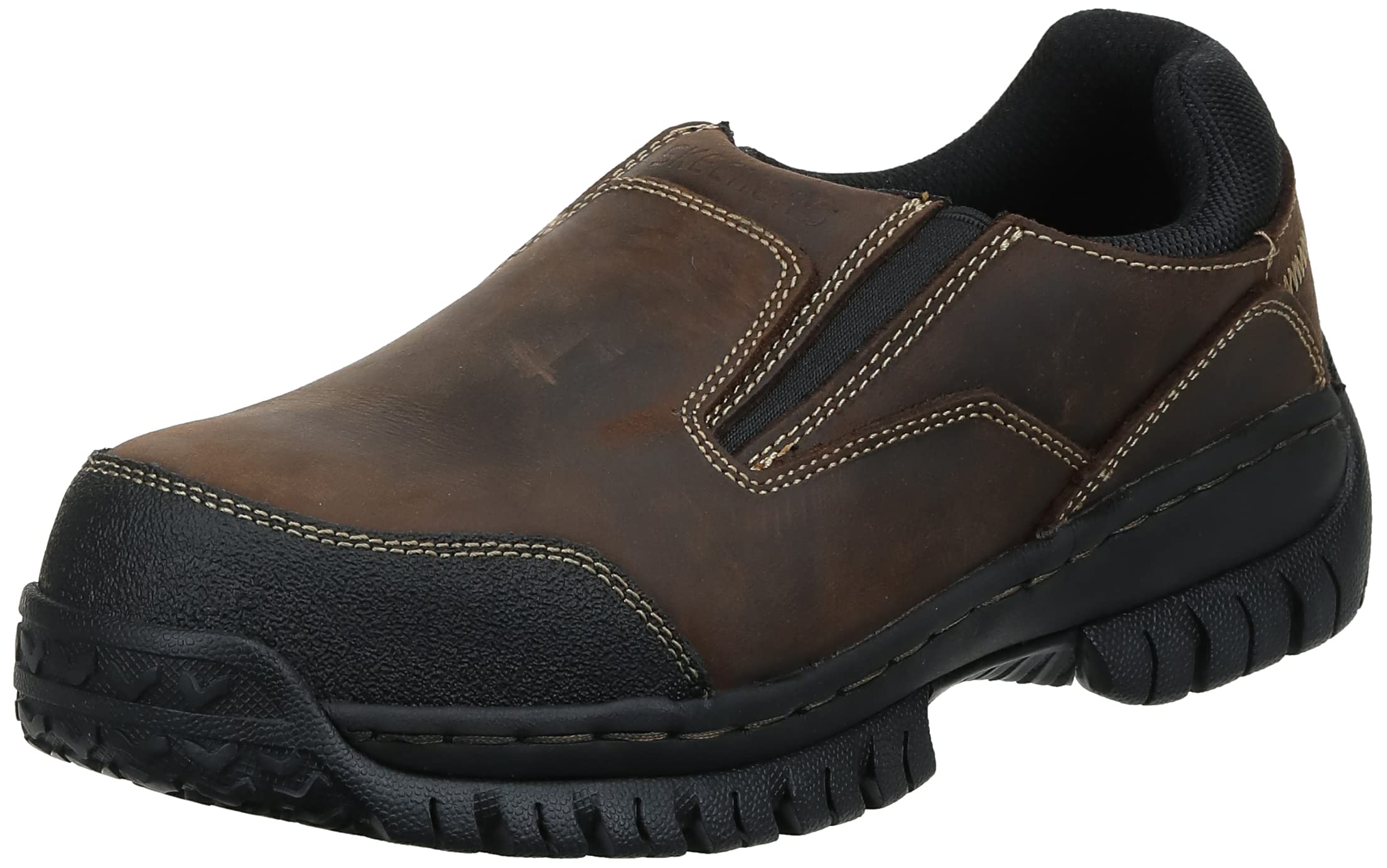 Skechers For Work Men's Hartan Steel Toe Slip-On Shoe 7 Dark Brown ...