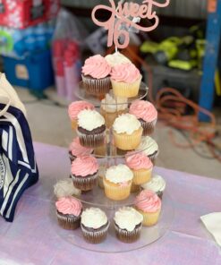 YestBuy 4 Tier Cupcake Stand, Acrylic Cupcake Tower Stand, Premium Cupcake Holder, Clear Cupcake Display Tree Tower Stand for 52 Cupcakes, Display for Pastry Wedding Birthday Party (4 Tier Round) 4 Tier Round 26 71CVF u4lOL