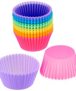 Amazon Basics Reusable Silicone Round Baking Cups, Muffin Liners, Pack of 12, Multicolor 26 71CVhmMyp4L