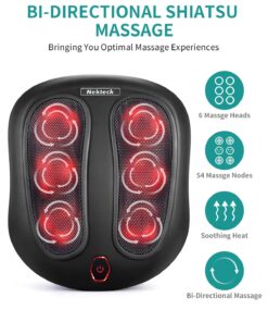 Nekteck Foot Massager with Heat, Shiatsu Heated Electric Kneading Foot Massager Machine for Plantar Fasciitis, Built-in Infrared Heat Function and Power Cord (Black) Black 21 71CVmwPIEIL