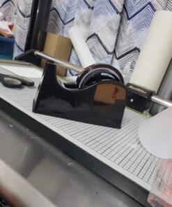 Desktop Tape Dispenser Adhesive Roll Holder (Fits 1" & 3" Core) with Weighted Nonskid Base Black plastic 55 71CX9yzYytL