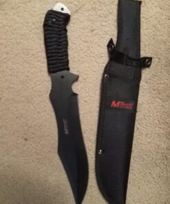 MTech USA – Fixed Blade Knife – Black Stainless Steel Blade with Black Carved G10 Handle, Full Tang, Includes 1680D Nylon Sheath - Hunting, Camping, Survival, Tactical, EDC – MT-20-39 61 71CXIqhEBFL