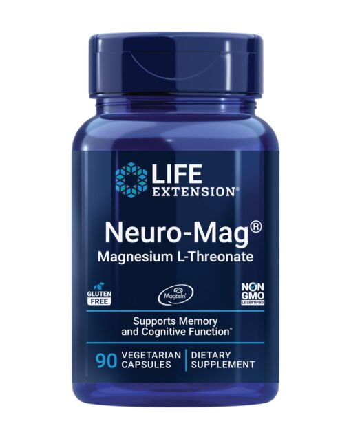 Life Extension Neuro-mag Magnesium L-threonate, Magnesium L-threonate, Brain Health, Memory & Attention, Gluten Free, Vegetarian, Non-GMO, 90 Vegetarian Capsules 90 Count (Pack of 1) 90 Capsule (Pack of 1)