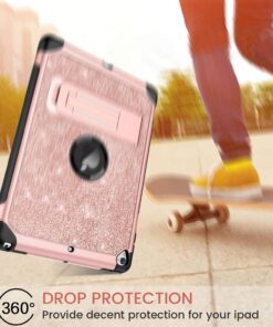 BENTOBEN Case for iPad Air 2/iPad 9.7 2017/2018/Pro 9.7, iPad 5th/6th Generation Case, Glitter 3Layer Full Body Protective Kickstand Durable Leather Shockproof Girls Women Kids Tablet Cover, Rose Gold K381-Rose Gold 32 71CY3wdFvOL