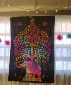 Marubhumi Psychedelic Mandala Hippy Tie Dye Tree of Life Room Decorations Tapestry Wall Hanging Tapestries (Multi Black, Twin Size, 85 x 55 Inch) Multi Black 31 71CY5sEBNxL