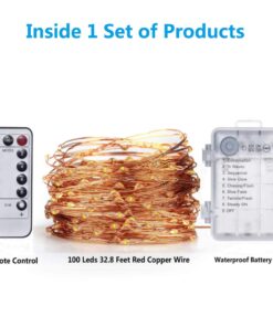 TingMiao Fairy Lights 33ft 100 LED String Lights Battery Operated with Remote Waterproof Copper Wire Lights for Indoor Decorative Lights Warm White 26 71CZDiEUhBL