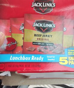 Jack Link's Beef Jerky, Original - Flavorful Meat Snack for Lunches, Ready to Eat - 7g of Protein, Made with Premium Beef - 0.625 Oz Bags (Pack of 5) 0.625 Ounce (Pack of 5) 36 71CZVxgjbRL