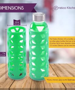 Pratico Kitchen Glass Bottle Silicone Sleeves for Epica, Aquasana, Estilo and Similar Style Bottles, 2 Pack, Green 2 Pack - Green 13 71CZm3kYAqL