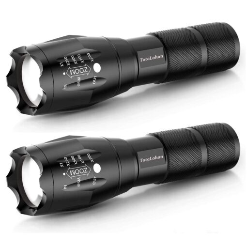 Military Grade Tactical LED 3000 Lumens 5 Light Mode Flashlight Torch,2-Pack 2-Pack