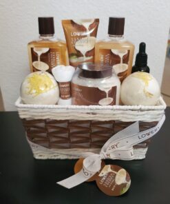Bath and Body Gift Basket For Women and Men – 9 Piece Set of Vanilla Coconut Home Spa Set, Includes Fragrant Lotions, Extra Large Bath Bombs, Coconut Oil, Luxurious Bath Towel & More 48 71CbcKb7JmL