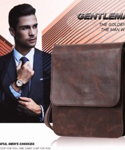Leathario men's crossbody bag Leather shoulder bag for men messenger Retro PAD Bag Satchel Sling Travel Work Brown-604 17 71Cberae0AL