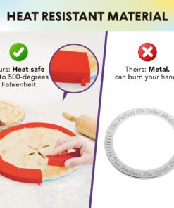Talisman Designs Baking Pie Crust Shield Protector Cover for Edges of Pie - 8-inch to 11.5-inch Adjustable Silicone Baking Accessory for Making the Perfect Pie | Set of 1 Red Pie Shield - Set of 1 27 71Cbfy7b0ZL