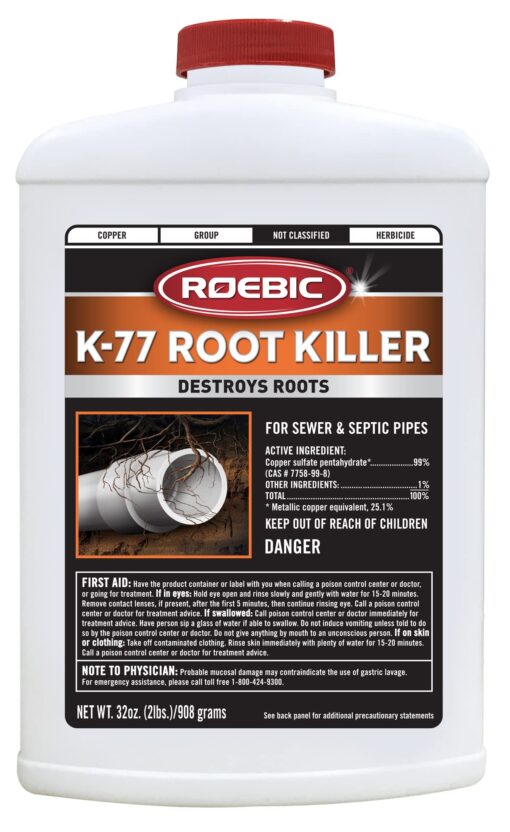 Roebic K-77 Root Killer for Sewer and Septic Systems, Clears Pipes and Stops New Growth, Safe for All Plumbing