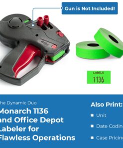 1136 Green Monarch Labels, 8 Rolls, 14,000 Two line Labels 12 71CdUrG3idL