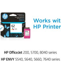 HP 62 Tri-color Ink Cartridge | Works with HP ENVY 5540, 5640, 5660, 7640 Series, HP OfficeJet 5740, 8040 Series, HP OfficeJet Mobile 200, 250 Series | Eligible for Instant Ink | C2P06AN 11 71CfDelTo8L