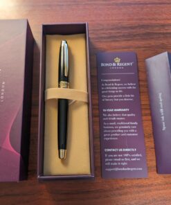 Bond & Regent Rollerball Pen - Certified Luxury Grade | 24 Karat Gold & Gloss Black | Nice Gift Pens for Men and Women 24 Karat Gold Finish & Black Gloss Lacquer 70 71CfE4uNL