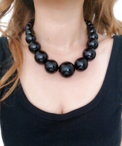 KOSMOS-LI Large Style Big Imitate Pearl Strand Choker Necklace With Earrings Set Black 13 71CgjjjYztL