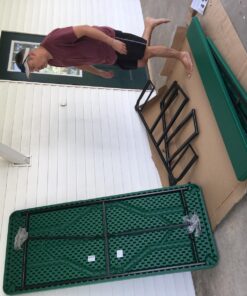 Norwood Commercial Furniture Blow- Molded Plastic Picnic Table, Green/Black, NOR-PTBM7260-6-10, 72"D x 57"W x 30"H 1-(Pack) 46 71Cgvk30aaL 1